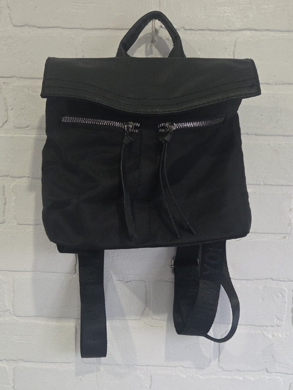 Botkier Black Compact Backpack with Front Zip Pockets
